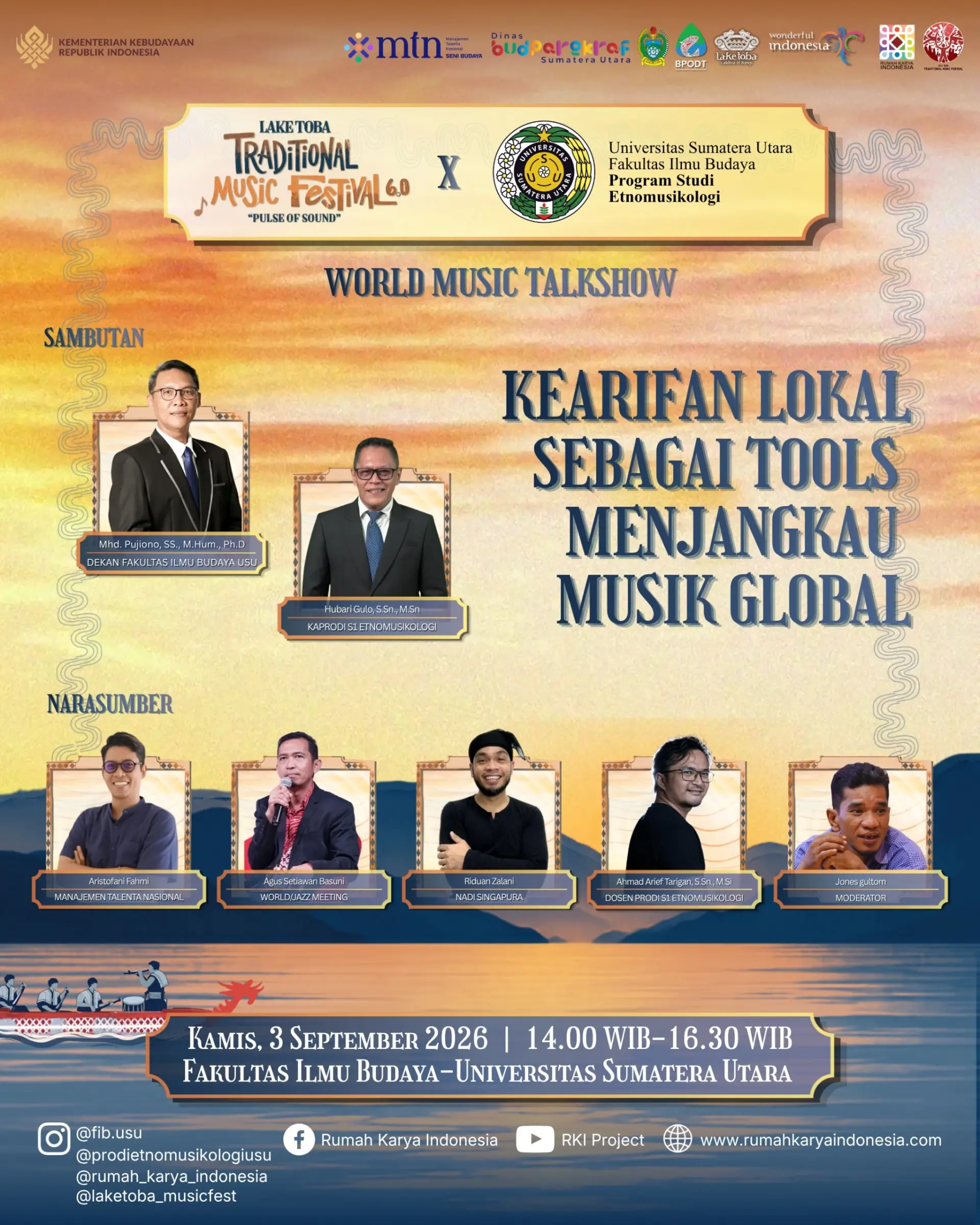 Prodi Etnomusikologi FIB USU Gelar World Music Talkshow “Kearifan Lokal sebagai Tools Menjangkau Musik Global"